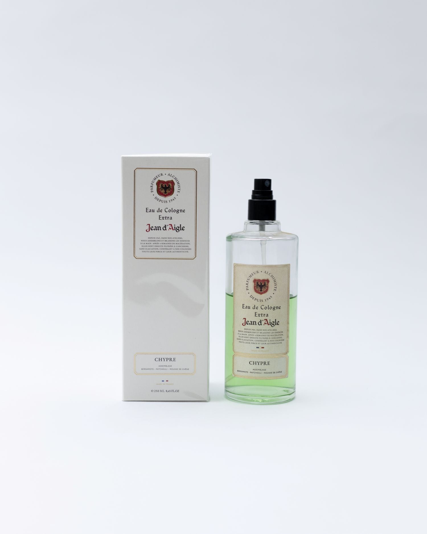 Perfume bottle and packaging with 'Jean d'Angle' branding on a white background