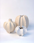 Three ceramic vases with natural  design on a light background
